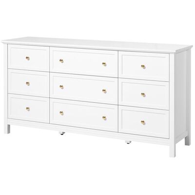 Commode - DUOKU - 3 colonnes 9 tiroirs - Blanc - MDF et panneaux de particules - Système coulissant anti-basculement Blanc - Publicité Commode - DUOKU - 3 colonnes 9 tiroirs - Blanc - MDF et panneaux de particules - Système coulissant anti-basculement Blanc - Publicité