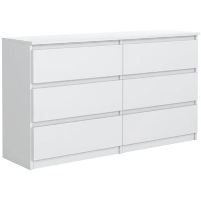 Commode 6 tiroirs - Meblocker - Blanc 140 cm - Meuble de Rangement Spacieux - Salon Bureau chambre à couche & enfant Blanc - Publicité Commode 6 tiroirs - Meblocker - Blanc 140 cm - Meuble de Rangement Spacieux - Salon Bureau chambre à couche & enfant Blanc - Publicité
