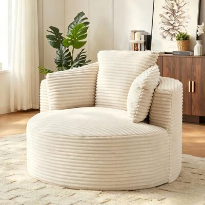 TOPESCT Fauteuil lounge rond surdimensionné velours côtelé fauteuil nuage moderne assise profonde salon chambre -124x113x86cm -Vert - Publicité TOPESCT Fauteuil lounge rond surdimensionné velours côtelé fauteuil nuage moderne assise profonde salon chambre -124x113x86cm -Vert - Publicité