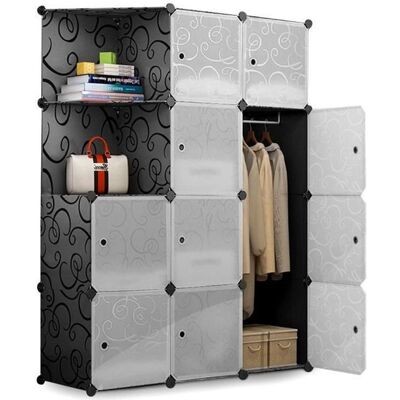 Armoire de Chambre Rangement 10+2 cubes INLIFE Armoire Portable DIY Modulaire en Plastique Noir - Publicité Armoire de Chambre Rangement 10+2 cubes INLIFE Armoire Portable DIY Modulaire en Plastique Noir - Publicité