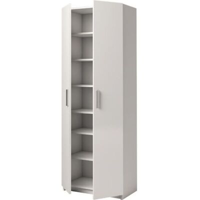 PEGANE Armoire placard - meuble de rangement coloris blanc - Hauteur 180 x Longueur 60 x Profondeur 35.6 cm Blanc - Publicité PEGANE Armoire placard - meuble de rangement coloris blanc - Hauteur 180 x Longueur 60 x Profondeur 35.6 cm Blanc - Publicité
