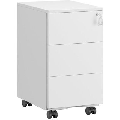 Caisson de Bureau - SONGMICS - 3 Tiroirs - Métal Blanc Mat - Verrouillable - Prémonté Blanc - Publicité Caisson de Bureau - SONGMICS - 3 Tiroirs - Métal Blanc Mat - Verrouillable - Prémonté Blanc - Publicité