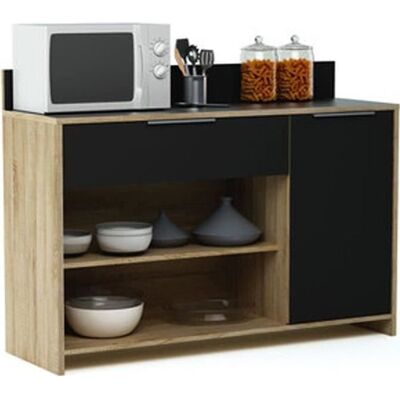 PEGANE Meuble desserte en bois 1 porte 1 tiroir et 2 niches L123 x H85 x P40 cm Marron - Publicité PEGANE Meuble desserte en bois 1 porte 1 tiroir et 2 niches L123 x H85 x P40 cm Marron - Publicité
