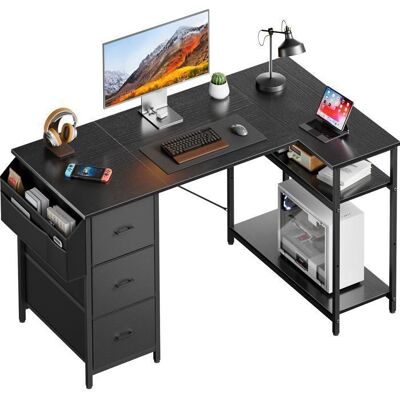 ECOFURNIX Bureau dangle 120x78cm Bureau de jeu Bureau en L avec 3 tiroirs Bureau dordinateur avec sac de rangement Noir Noir - Publicité ECOFURNIX Bureau dangle 120x78cm Bureau de jeu Bureau en L avec 3 tiroirs Bureau dordinateur avec sac de rangement Noir Noir - Publicité
