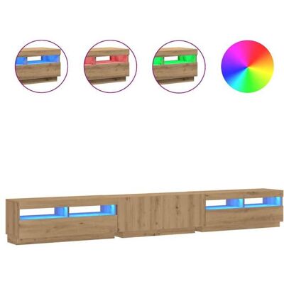 VIDAXL Armoire TV - BEST-HOME - Meuble TV avec lumières LED - chêne artisanal - bois dingénierie - Meuble de Salon 3_8942704 Marron - Publicité VIDAXL Armoire TV - BEST-HOME - Meuble TV avec lumières LED - chêne artisanal - bois dingénierie - Meuble de Salon 3_8942704 Marron - Publicité