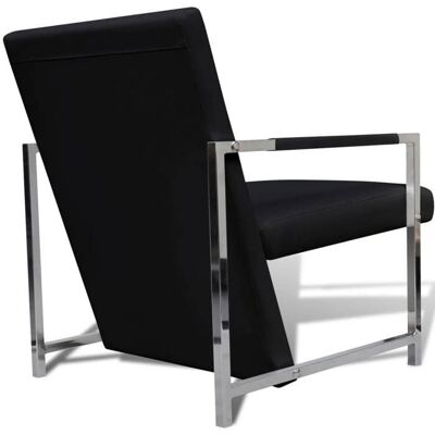 Fauteuil similicuir noir - WIENS - Pieds chromés - 53x69x73 cm - Capacité 110 kg - Style scandinave moderne Noir - Publicité Fauteuil similicuir noir - WIENS - Pieds chromés - 53x69x73 cm - Capacité 110 kg - Style scandinave moderne Noir - Publicité