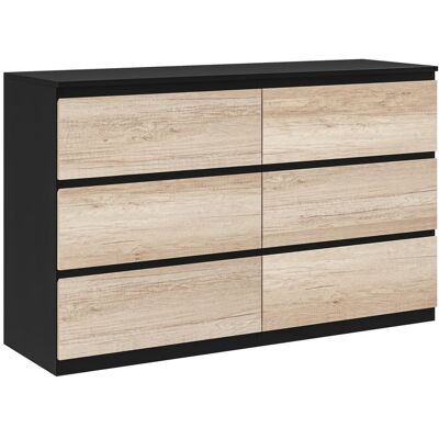 HOMCOM - Commode - Panneaux de particules - 120x39x75cm - noir et bois naturel Noir - Publicité HOMCOM - Commode - Panneaux de particules - 120x39x75cm - noir et bois naturel Noir - Publicité