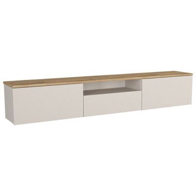 VENTE-UNIQUE Meuble TV suspendu avec 3 portes et 1 niche - Beige et naturel - LOTULA Beige - Publicité VENTE-UNIQUE Meuble TV suspendu avec 3 portes et 1 niche - Beige et naturel - LOTULA Beige - Publicité