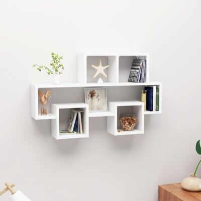 vidaXL Étagère murale forme dauto Blanc 82x15x51 cm Bois d’ingénierie 807250 Blanc - Publicité vidaXL Étagère murale forme dauto Blanc 82x15x51 cm Bois d’ingénierie 807250 Blanc - Publicité