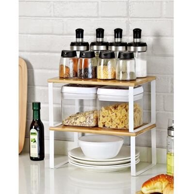 SONGMICS Étagère de Cuisine Lot de 4 Organisateur Porte-épices Rangement de Placard Empilable Blanc et Couleur Boisée Blanc - Publicité SONGMICS Étagère de Cuisine Lot de 4 Organisateur Porte-épices Rangement de Placard Empilable Blanc et Couleur Boisée Blanc - Publicité