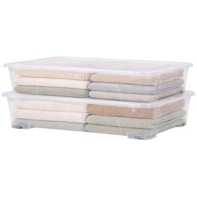 Boite de rangement plastique avec couvercle x2 Sundis VIEW BOX 50L L.78 x l.56 x h.17 cm Transparent Blanc - Publicité Boite de rangement plastique avec couvercle x2 Sundis VIEW BOX 50L L.78 x l.56 x h.17 cm Transparent Blanc - Publicité