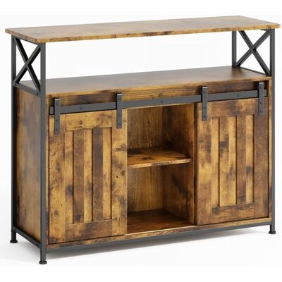 Buffet de Cuisine - Bealife - Meuble de Rangement - 2 Portes Coulissantes - 3 Étagères Réglables - Salon - Marron - 100x33x80 cm Marron - Publicité Buffet de Cuisine - Bealife - Meuble de Rangement - 2 Portes Coulissantes - 3 Étagères Réglables - Salon - Marron - 100x33x80 cm Marron - Publicité