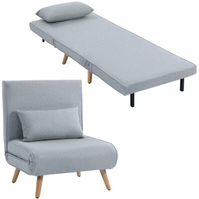 Fauteuil convertible 3 en 1 - HOMCOM - fauteuil lit et chauffeuse 1 place - dossier inclinable 5 positions - coussin - gris Gris - Publicité Fauteuil convertible 3 en 1 - HOMCOM - fauteuil lit et chauffeuse 1 place - dossier inclinable 5 positions - coussin - gris Gris - Publicité