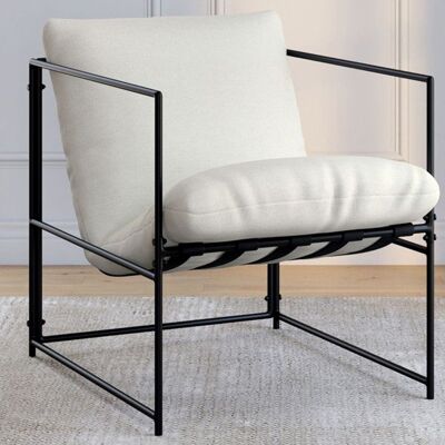 IDMARKET Fauteuil rembourré ULYSSE structure métal et coussin blanc Blanc - Publicité IDMARKET Fauteuil rembourré ULYSSE structure métal et coussin blanc Blanc - Publicité