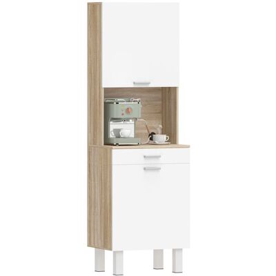 Armoire de cuisine - HOMCOM - 2 portes tiroir et plan de travail - bois - 55x40x174cm - blanc et bois naturel Blanc - Publicité Armoire de cuisine - HOMCOM - 2 portes tiroir et plan de travail - bois - 55x40x174cm - blanc et bois naturel Blanc - Publicité