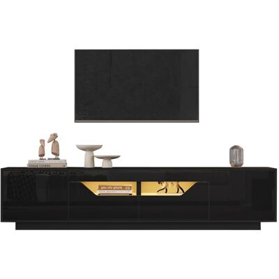 SANS MARQUE Meuble TV moderne noir brillant avec éclairage LED 2 portes 2 tiroirs adapté à un téléviseur de 75 pouces 180 x 40 x 45 cm Noir - Publicité SANS MARQUE Meuble TV moderne noir brillant avec éclairage LED 2 portes 2 tiroirs adapté à un téléviseur de 75 pouces 180 x 40 x 45 cm Noir - Publicité