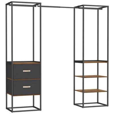 Armoire de Chambre - SONGMICS - avec 1 Tringle Extensible 2 Tiroirs et 4 Étagères - Marron Rustique Marron - Publicité Armoire de Chambre - SONGMICS - avec 1 Tringle Extensible 2 Tiroirs et 4 Étagères - Marron Rustique Marron - Publicité
