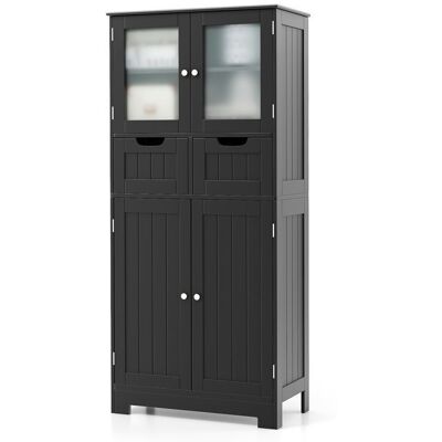 Colonne Salle de Bain COSTWAY avec 4 Portes 2 Tiroirs Armoire Salle de Bain pour Salon Cuisine 60 x 30 x 128 cm Noir Noir - Publicité Colonne Salle de Bain COSTWAY avec 4 Portes 2 Tiroirs Armoire Salle de Bain pour Salon Cuisine 60 x 30 x 128 cm Noir Noir - Publicité