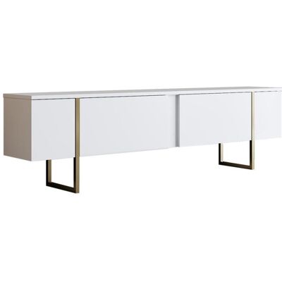 HANAH HOME Meuble TV en bois Luxe - 180 x 30 x 50 cm - Or blanc Blanc - Publicité HANAH HOME Meuble TV en bois Luxe - 180 x 30 x 50 cm - Or blanc Blanc - Publicité