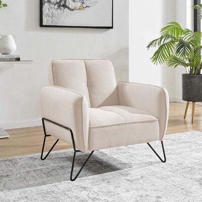 MES Fauteuil en microfibre beige - VINTEX Beige - Publicité MES Fauteuil en microfibre beige - VINTEX Beige - Publicité