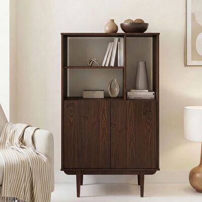 Idimex Buffet haut SIMONA 80x133 cm en Bois massif coloris noyer avec 2 Portes et Étagères Vaisselier en hauteur Marron - Publicité Idimex Buffet haut SIMONA 80x133 cm en Bois massif coloris noyer avec 2 Portes et Étagères Vaisselier en hauteur Marron - Publicité
