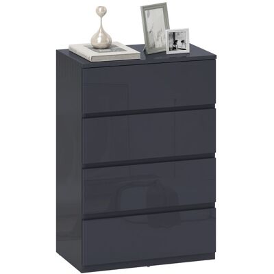 Commode 4 tiroirs - HOMCOM - haute brillance - fermeture douce et silencieuse - panneau de particules - 55 x 34 x 80 cm - gris Gris - Publicité Commode 4 tiroirs - HOMCOM - haute brillance - fermeture douce et silencieuse - panneau de particules - 55 x 34 x 80 cm - gris Gris - Publicité
