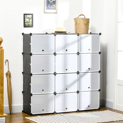 Generic Meuble de rangement Meuble à chaussures modulable 12 casiers avec portes et étagères - dim. 125L x 32l x 125H cm - noir Noir - Publicité Generic Meuble de rangement Meuble à chaussures modulable 12 casiers avec portes et étagères - dim. 125L x 32l x 125H cm - noir Noir - Publicité
