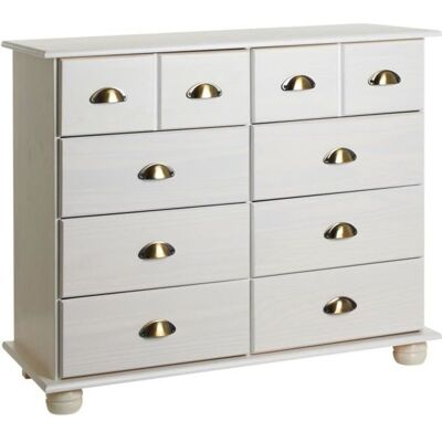 Idimex Commode COLMAR chiffonnier apothicaire rangement avec 8 tiroirs en pin massif lasuré blanc Blanc - Publicité Idimex Commode COLMAR chiffonnier apothicaire rangement avec 8 tiroirs en pin massif lasuré blanc Blanc - Publicité