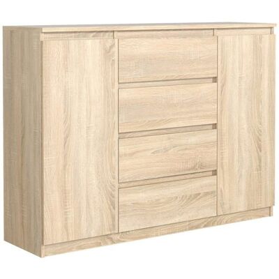 Commode 4 tiroirs - Meblocker - 2 portes - 140 cm - Meuble de Rangement Spacieux - Salon chambre à couche & enfant - Chêne Sonoma Beige - Publicité Commode 4 tiroirs - Meblocker - 2 portes - 140 cm - Meuble de Rangement Spacieux - Salon chambre à couche & enfant - Chêne Sonoma Beige - Publicité