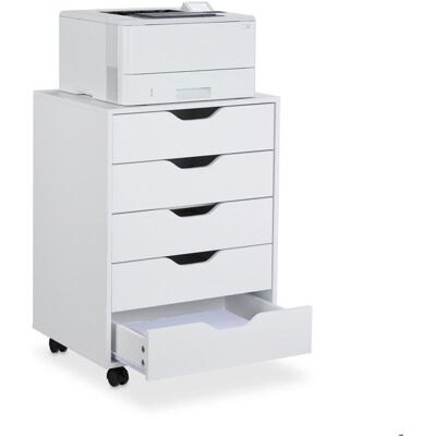 Relaxdays Caisson de bureau avec roulettes et 5 tiroirs H x L x P : env. 66 5 x 48 x 39 5 cm blanc Blanc - Publicité Relaxdays Caisson de bureau avec roulettes et 5 tiroirs H x L x P : env. 66 5 x 48 x 39 5 cm blanc Blanc - Publicité