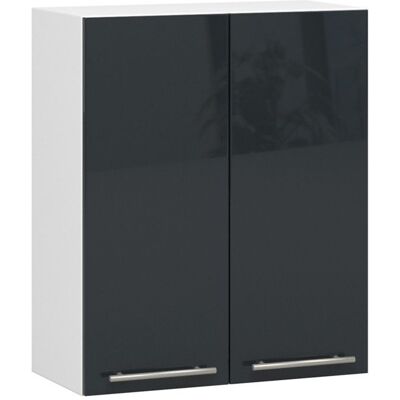 Meuble de cuisine haut AKORD W60 OLIWIA modulable Blanc 60 cm 2 portes façade Graphite Brillant 2 étagères 60x30x72 cm Blanc - Publicité Meuble de cuisine haut AKORD W60 OLIWIA modulable Blanc 60 cm 2 portes façade Graphite Brillant 2 étagères 60x30x72 cm Blanc - Publicité