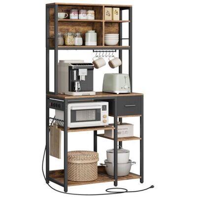 Desserte de cuisine - VASAGLE - Étagère de Cuisine avec Multiprise - 40 x 80 x 1804 cm Marron Rustique et Noir d’Encre Gris - Publicité Desserte de cuisine - VASAGLE - Étagère de Cuisine avec Multiprise - 40 x 80 x 1804 cm Marron Rustique et Noir d’Encre Gris - Publicité
