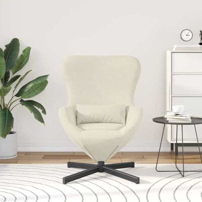 Fauteuil œuf en velours - vidaXL - Crème - 63x73x90 cm - Pivotant à 360° - Coussin lombaire inclus - Accoudoirs inclinés Beige - Publicité Fauteuil œuf en velours - vidaXL - Crème - 63x73x90 cm - Pivotant à 360° - Coussin lombaire inclus - Accoudoirs inclinés Beige - Publicité