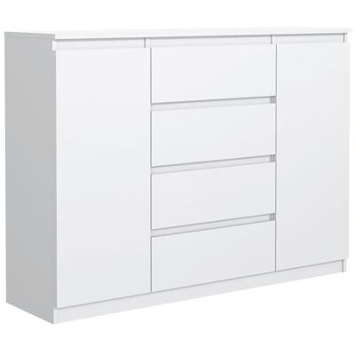 Commode 4 tiroirs - Meblocker - 2 portes - 140 cm - Meuble de Rangement Spacieux - Salon chambre à couche & enfant - Blanc Blanc - Publicité Commode 4 tiroirs - Meblocker - 2 portes - 140 cm - Meuble de Rangement Spacieux - Salon chambre à couche & enfant - Blanc Blanc - Publicité