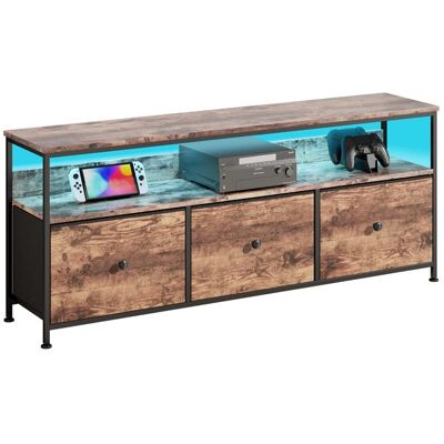 COZIFOME Meuble TV Moderne espace de rangement pratique 3 portes aspect bois éclairage LED Armoire TV BasNaturel en bois137x30x57cm Marron - Publicité COZIFOME Meuble TV Moderne espace de rangement pratique 3 portes aspect bois éclairage LED Armoire TV BasNaturel en bois137x30x57cm Marron - Publicité