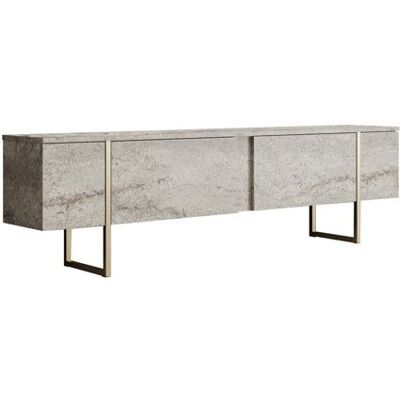 HANAH HOME Meuble TV en bois Luxe - 180 x 30 x 50 cm - TravertinOr Beige - Publicité HANAH HOME Meuble TV en bois Luxe - 180 x 30 x 50 cm - TravertinOr Beige - Publicité