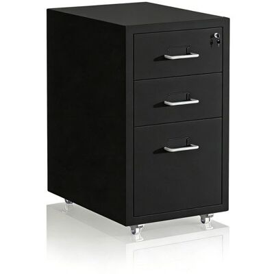 Relaxdays Caisson à roulettes verrouillable en métal 3 tiroirs 455 x 28 x 41 cm noir bureau charge 31 kg - Publicité Relaxdays Caisson à roulettes verrouillable en métal 3 tiroirs 455 x 28 x 41 cm noir bureau charge 31 kg - Publicité
