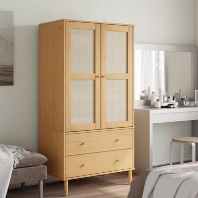 vidaXL Garde-robe Armoire avec 2 Tiroirs et 4 Compartiments Placard avec Porte Meuble de Rangement Aspect Rotin Marron 358034 Marron - Publicité vidaXL Garde-robe Armoire avec 2 Tiroirs et 4 Compartiments Placard avec Porte Meuble de Rangement Aspect Rotin Marron 358034 Marron - Publicité