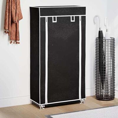 vidaXL Armoire à chaussures avec housse 58 x 28 x 106 cm Tissu Noir 240503 Noir - Publicité vidaXL Armoire à chaussures avec housse 58 x 28 x 106 cm Tissu Noir 240503 Noir - Publicité