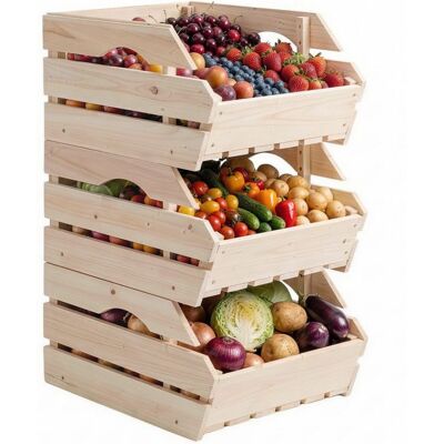 Support de corbeille à fruits - Outsunny - en bois de sapin à 3 étages pour fruits et légumes - bois - 27x375x60cm - naturel Marron - Publicité Support de corbeille à fruits - Outsunny - en bois de sapin à 3 étages pour fruits et légumes - bois - 27x375x60cm - naturel Marron - Publicité