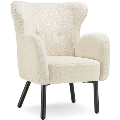 Assise - TECTAKE - Fauteuil VÄNERSBORG rembourré avec tissu bouclé accoudoirs larges et grand dossier ergonomique - Beige Beige - Publicité Assise - TECTAKE - Fauteuil VÄNERSBORG rembourré avec tissu bouclé accoudoirs larges et grand dossier ergonomique - Beige Beige - Publicité