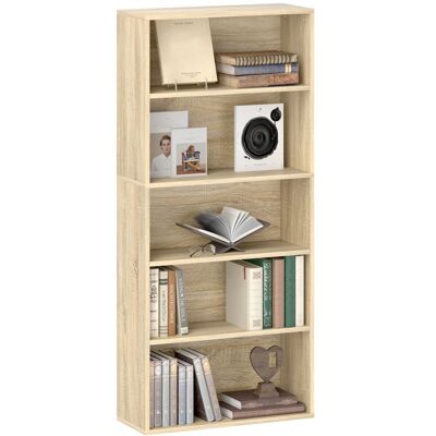 Bibliothèque étagère de rangement - HOMCOM- 5 niveaux - étagères réglables - pour salon chambre bureau 60x24x1335cm - bois naturel Beige - Publicité Bibliothèque étagère de rangement - HOMCOM- 5 niveaux - étagères réglables - pour salon chambre bureau 60x24x1335cm - bois naturel Beige - Publicité