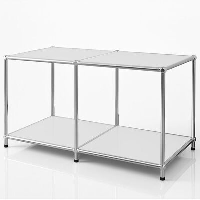 FLOORDIREKT Étagère métal chromé design épuré Concept Epuré MK-016 L78 × P40 × H46 cm Blanc Blanc - Publicité FLOORDIREKT Étagère métal chromé design épuré Concept Epuré MK-016 L78 × P40 × H46 cm Blanc Blanc - Publicité