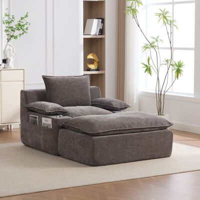 OEM Fauteuil Relax - Gris - Chenille douce et résistante - Emballage sous vide - Sans montage - Porte-gobelet intégré Gris - Publicité OEM Fauteuil Relax - Gris - Chenille douce et résistante - Emballage sous vide - Sans montage - Porte-gobelet intégré Gris - Publicité