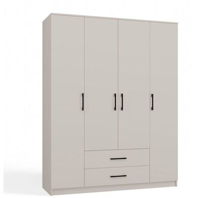CDF ROMA - Grande armoire de chambre 4 portes - 160x52x205 cm - 2 tiroirs - Armoire avec penderie Beige - Publicité CDF ROMA - Grande armoire de chambre 4 portes - 160x52x205 cm - 2 tiroirs - Armoire avec penderie Beige - Publicité
