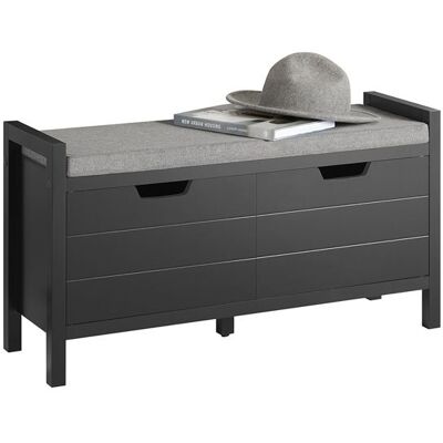 Banc à chaussures avec rangement - SOBUY - 91x30x50 cm - Noir - Coussin rembourré - Rangement fermé - Grande capacité Noir - Publicité Banc à chaussures avec rangement - SOBUY - 91x30x50 cm - Noir - Coussin rembourré - Rangement fermé - Grande capacité Noir - Publicité