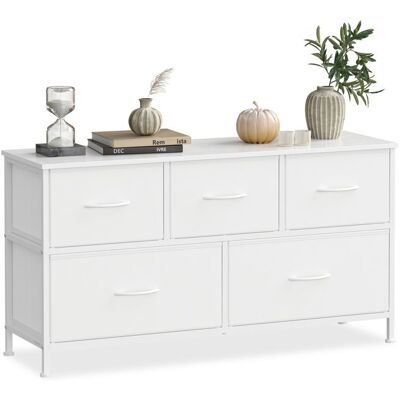 Commode 5 Tiroirs - SONGMICS - Blanc Nuage et Blanc Neige - Polyvalente - Robuste - Montage Facile Blanc - Publicité Commode 5 Tiroirs - SONGMICS - Blanc Nuage et Blanc Neige - Polyvalente - Robuste - Montage Facile Blanc - Publicité