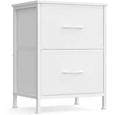 Table de Chevet - SONGMICS - 2 Tiroirs - Blanc Nuage et Blanc Neige - Acier et MDF Blanc - Publicité Table de Chevet - SONGMICS - 2 Tiroirs - Blanc Nuage et Blanc Neige - Acier et MDF Blanc - Publicité