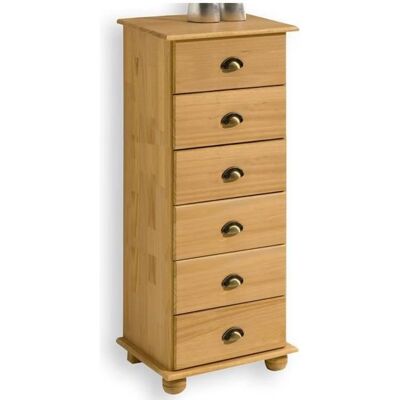 Idimex Chiffonnier COLMAR commode apothicaire avec 6 tiroirs de rangement en pin massif finition cirée Marron - Publicité Idimex Chiffonnier COLMAR commode apothicaire avec 6 tiroirs de rangement en pin massif finition cirée Marron - Publicité