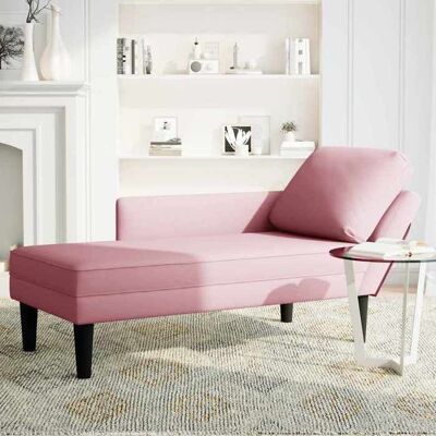 Fauteuil long avec coussin et accoudoir droit rose velours-MOTHINESSTO Rose - Publicité Fauteuil long avec coussin et accoudoir droit rose velours-MOTHINESSTO Rose - Publicité